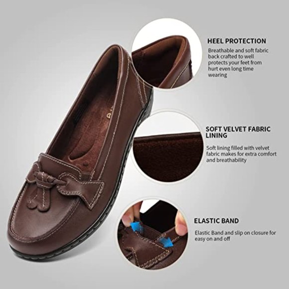 Artisure Women's Classic Genuine Leather Penny Loafers Fashion Tassel Boat Shoes - Picture 4 of 4